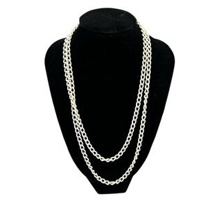 Vintage White Chain Necklace 36.5” Long
